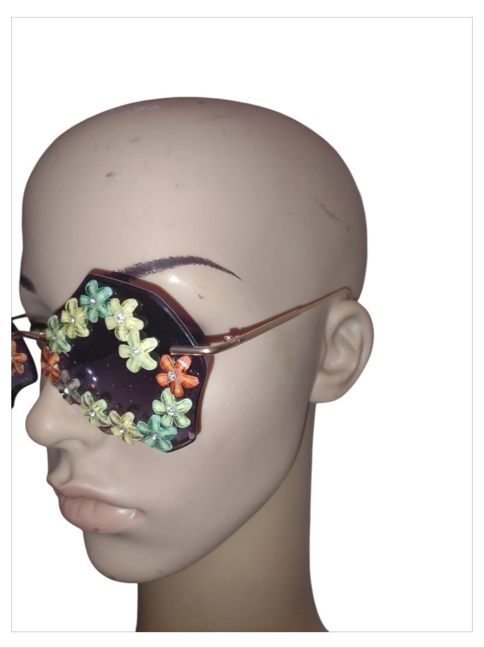 Floral Accent Round Sunglasses - Large Big glasses